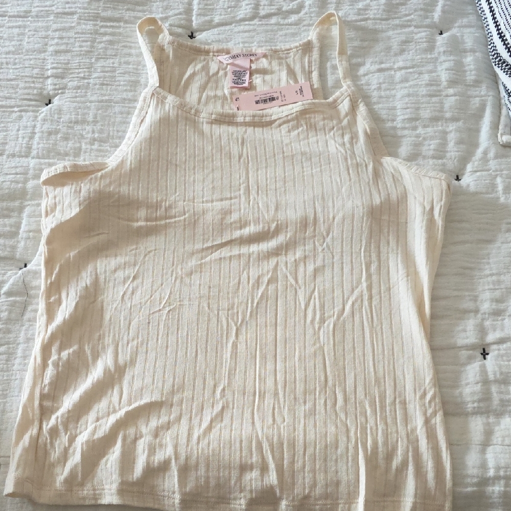 Victoria's Secret Cream Ribbed Tank Top